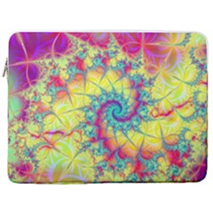 Fractal Spiral Abstract Background Vortex Yellow 17  Vertical Laptop Sleeve Case With Pocket