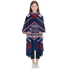 Ukrainian Folk Seamless Pattern Ornament Art Kids  Hooded Rain Ponchos