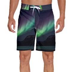 Aurora Borealis Beautiful Northern Lights Nature Men s Beach Shorts