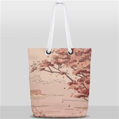 Pastel Nature , Art, Blue, Cute, Nature, Pink Full Print Rope Handle Tote (small)