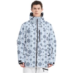 Snowflakes Winter Christmas Men s Multi Pockets Zip Ski And Snowboard Waterproof Breathable Jacket