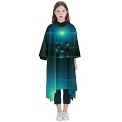 Light Shining Lighting Blue Night Kids  Hooded Rain Ponchos