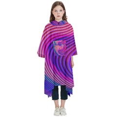 Swirl Twirl Design Pattern Purple Kids  Hooded Rain Ponchos
