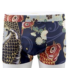 Japanese Wave Koi Illustration Pattern Men s Boxer Briefs