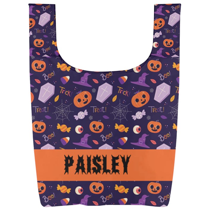 Personalized Halloween Name Any Text Foldable Shopping Bag Foldable Shopping Bag