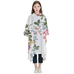 Floral Elements Peony Chinese Rose Kids  Hooded Rain Ponchos