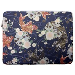 Japanese Wave Koi Illustration Pattern 17  Vertical Laptop Sleeve Case With Pocket