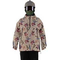 Leaves Pattern Teal Seamless Fall Men s Ski And Snowboard Waterproof Breathable Jacket