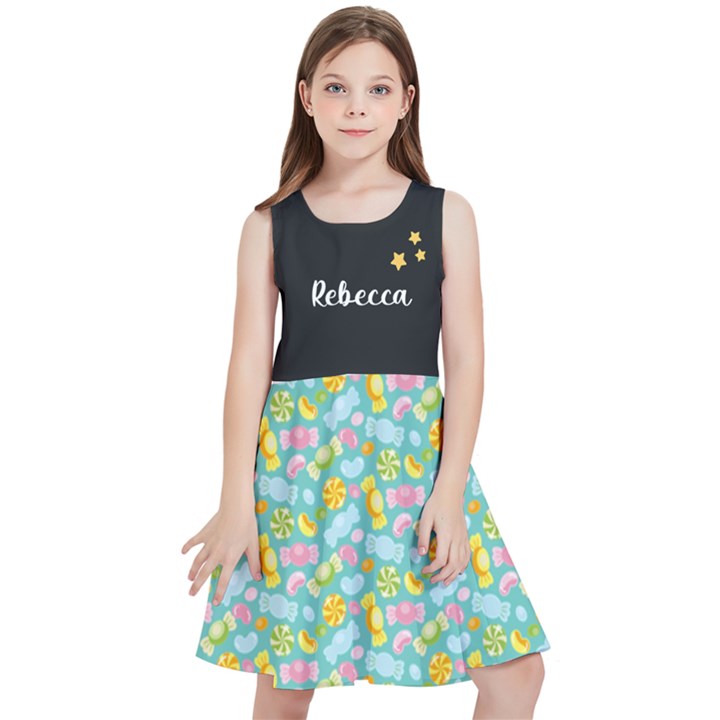 Personalized Name Candy Sweet Pattern Kids  Skater Dress Kids  Skater Dress