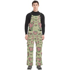 Retro 1880s Flowers Pattern 9 Men s Side Zip Front Pouch Ski And Snowboard Bib Pants	
