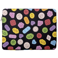 Ecstasy Pills Pattern 17  Vertical Laptop Sleeve Case With Pocket