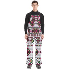 Ukrainian Folk Seamless Pattern Ethnic Ornament Border Element Traditional Men s Side Zip Front Pouch Ski And Snowboard Bib Pants	