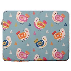 Cute Bird Pattern 17  Vertical Laptop Sleeve Case With Pocket