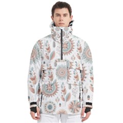 Pastel-boho-pattern Men s Pullover Zip Ski And Snowboard Waterproof Breathable Jacket