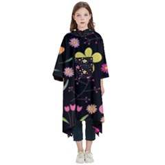 Foliage Pattern Beautiful Aesthetic Secret Garden Kids  Hooded Rain Ponchos