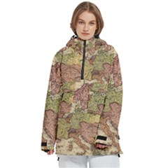 Retro Old Vintage Map Of Europe Women s Pullover Zip Ski And Snowboard Waterproof Breathable Jacket