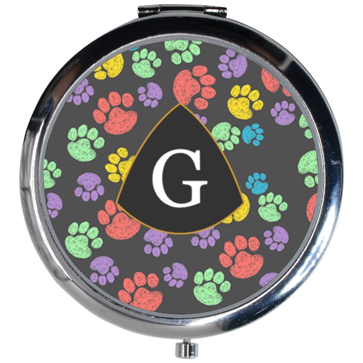 Pet Pattern Monogram Letter Mini Round Mirror