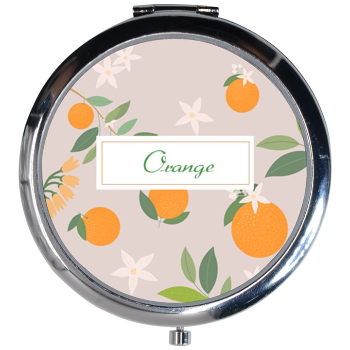 Orange Pattern Mini Round Mirror