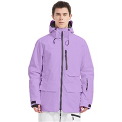 Luscious Lavender Hex #cca3e7 Men s Multi Pockets Zip Ski And Snowboard Waterproof Breathable Jacket