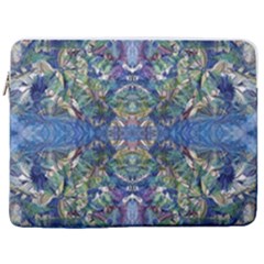 Blue Arabesque 17  Vertical Laptop Sleeve Case With Pocket