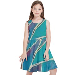 Aqua Batik, Abstract, Colorful Kids  Skater Dress