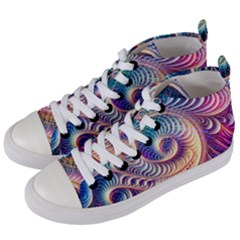 Abstract Fractal Art Swirl Pattern Women s Mid-top Canvas Sneakers