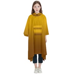 Chocolate Brown To Amber Orange Bilinear Gradient Kids  Hooded Rain Ponchos