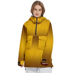 Chocolate Brown To Amber Orange Bilinear Gradient Women s Pullover Zip Ski And Snowboard Waterproof Breathable Jacket