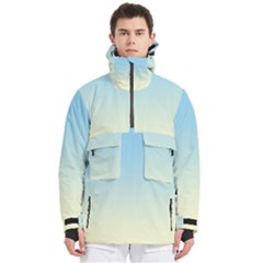 Baby Blue To Cream Yellow Linear Gradient Men s Pullover Zip Ski And Snowboard Waterproof Breathable Jacket