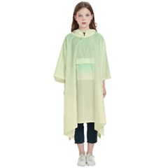 Mint Green To Cream Yellow Linear Gradient Kids  Hooded Rain Ponchos