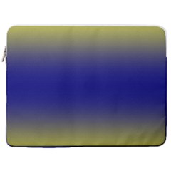 Electric Yellow To Navy Blue Bilinear Gradient 17  Vertical Laptop Sleeve Case With Pocket