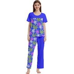 Cannabis Women s Short Sleeve Long Pants Cozy Lounge Set