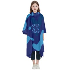 Blue Camouflage Pattern Kids  Hooded Rain Ponchos