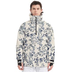 Blue Vintage Background Men s Pullover Zip Ski And Snowboard Waterproof Breathable Jacket