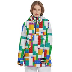 Colorful Bricks, Bricks, Colorful Women s Pullover Zip Ski And Snowboard Waterproof Breathable Jacket