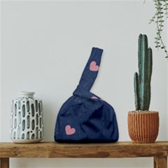 Corazones, Blue, Pattern Japanese Wrist Knot Bag