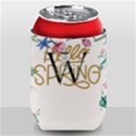 Personalized Spring Floral Initial Family Name Can Cooler View2