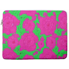 Mid Century Retro Floral 1970s 1960s Pattern 98 17  Vertical Laptop Sleeve Case With Pocket