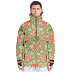 Retro 40s 50s Mexico Flowers Pattern 3 Men s Pullover Zip Ski And Snowboard Waterproof Breathable Jacket