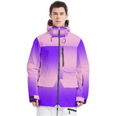 Indigo Violet To Cotton Candy Pink Bilinear Gradient Men s Multi Pockets Zip Ski And Snowboard Waterproof Breathable Jacket