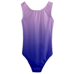 Cotton Candy Pink To Navy Blue Linear Gradient Kids  Cut-out Back One Piece Swimsuit