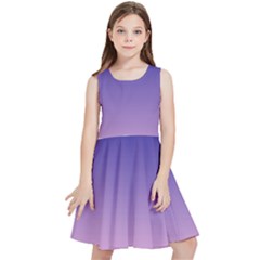 Navy Blue To Cotton Candy Pink Linear Gradient Kids  Skater Dress