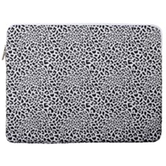 Black White Leopard 17  Vertical Laptop Sleeve Case With Pocket