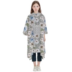 Grey Roses Kids  Hooded Rain Ponchos