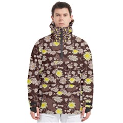 Mid Century Retro Floral 1970s 1960s Pattern 84 Men s Pullover Zip Ski And Snowboard Waterproof Breathable Jacket