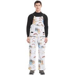 Bluey, Bluey Merch, Bluey Pattern, Bluey Bluey, Bingo, Bluey Design, Bluey Dog Men s Side Zip Front Pouch Ski And Snowboard Bib Pants	