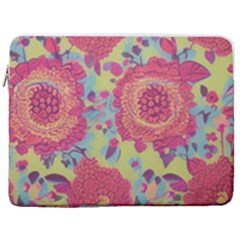 Mid Century Retro Floral 1970s 1960s Pattern 82 17  Vertical Laptop Sleeve Case With Pocket