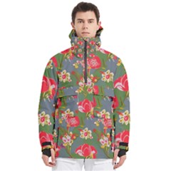 Mid Century Retro Floral 1970s 1960s Pattern 83 Men s Pullover Zip Ski And Snowboard Waterproof Breathable Jacket