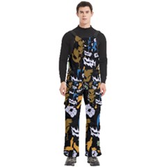 Pattern Design Seamless Texture Men s Side Zip Front Pouch Ski And Snowboard Bib Pants	