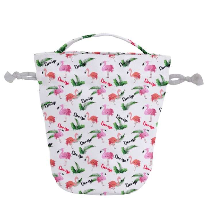 Custom Name Flamingo Drawstring Bucket Bag